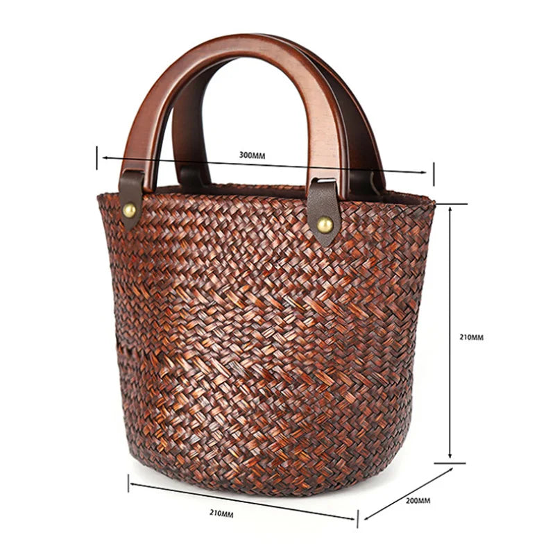 Femlion Grass Woven Bag - Women's Handmade Versatile Handbag