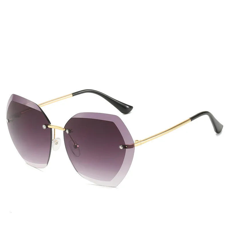 Femlion Retro Rimless Pilot Sunglasses Gradient Sun Glasses UV400