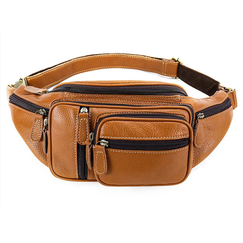 Femlion Leather Hip Belt Crossbody Bag for Men