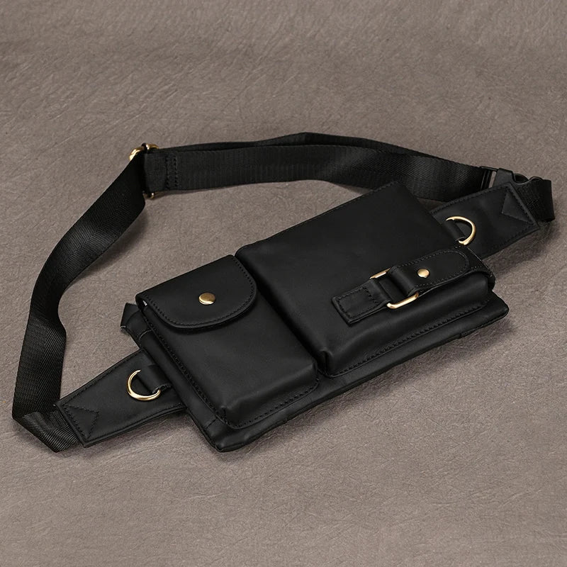 Femlion Leather Waist Bag for Men