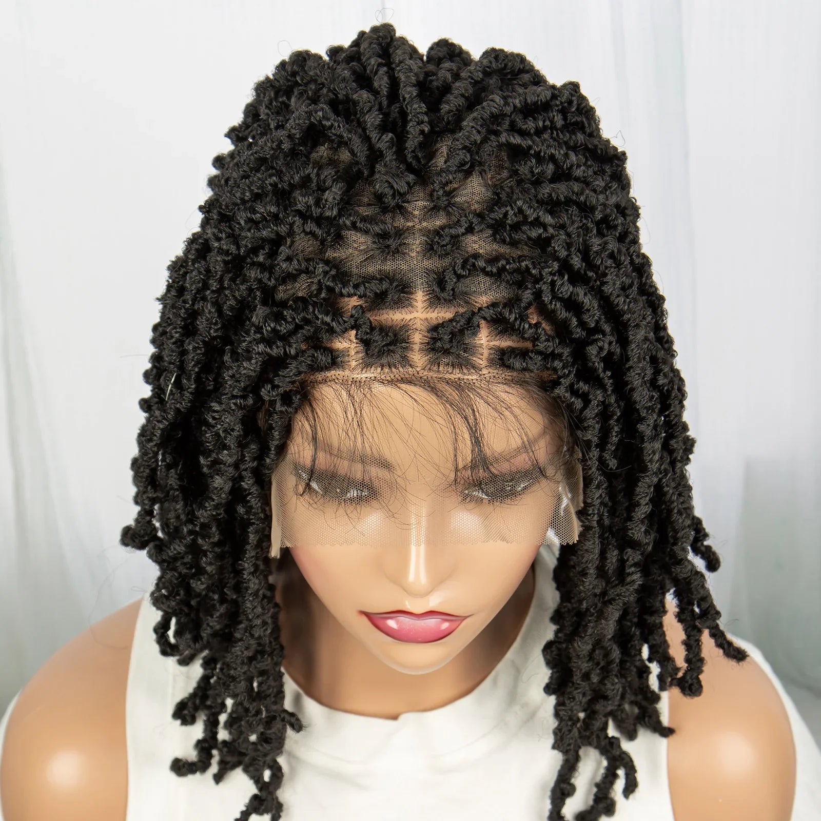 Femlion 14" Knotless Locs Crochet Braided Lace Front Wig for Black Women