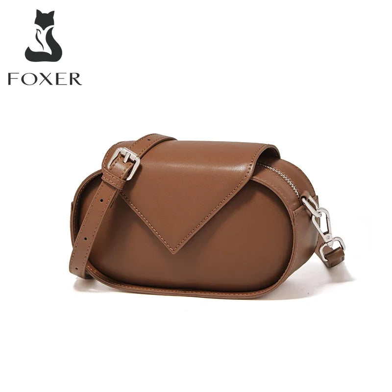 Femlion Round Small Leather Shoulder Bag Adjustable Crossbody Messenger Bag for Women