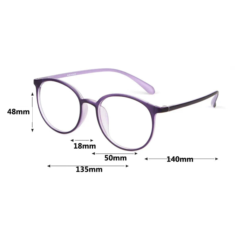 Femlion Ultralight Round Reading Glasses Anti Blue Light Diopter +1.0 to +4.0