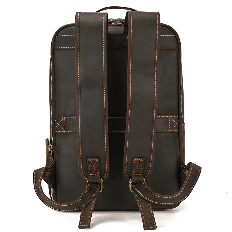 Femlion Vintage Leather Backpack for Men - 16 Inch Laptop Travel Bag