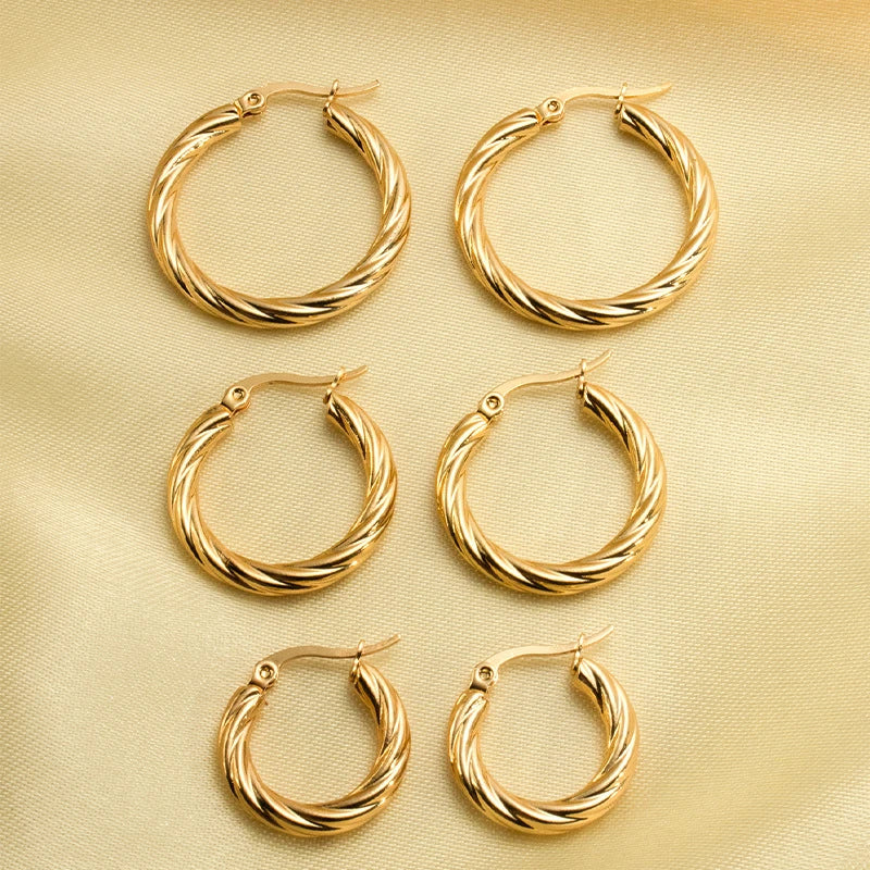 Femlion Gold Twist Hoop Earrings: Vintage Stackable Circle Hoops for Women