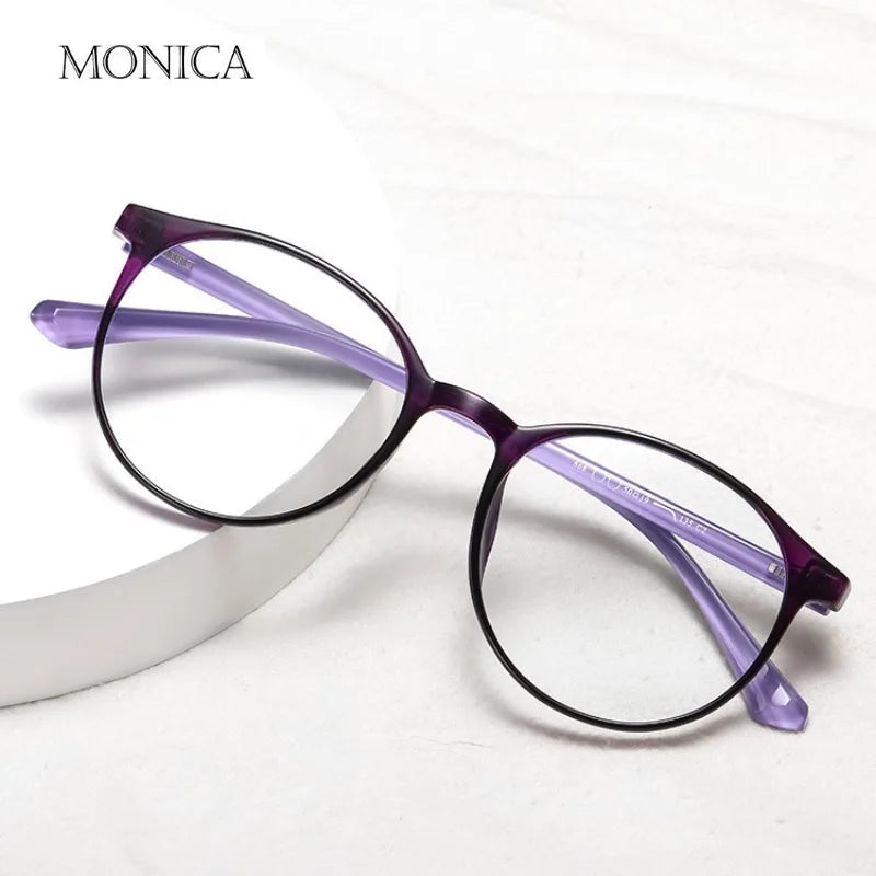 Femlion Elegant Purple Round Anti Blue Light Reading Glasses for Women