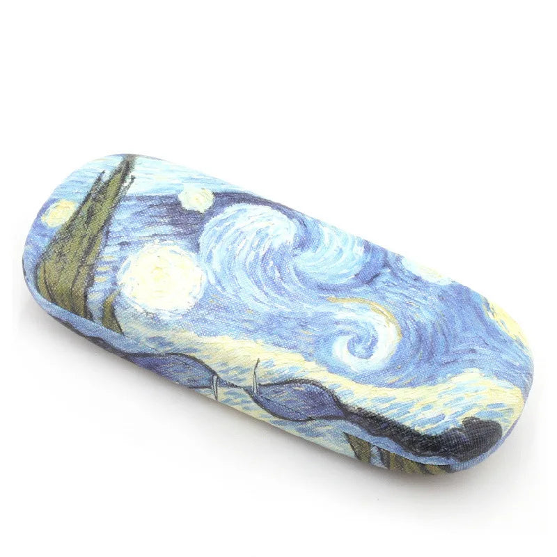 Femlion Floral Print Hard Leather Glasses Case Box for Stylish Eyewear Protection