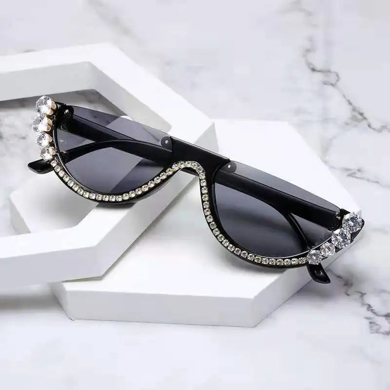 Femlion Crystal Cateye Sunglasses: Luxury Jewel Frame Rhinestone Eyewear