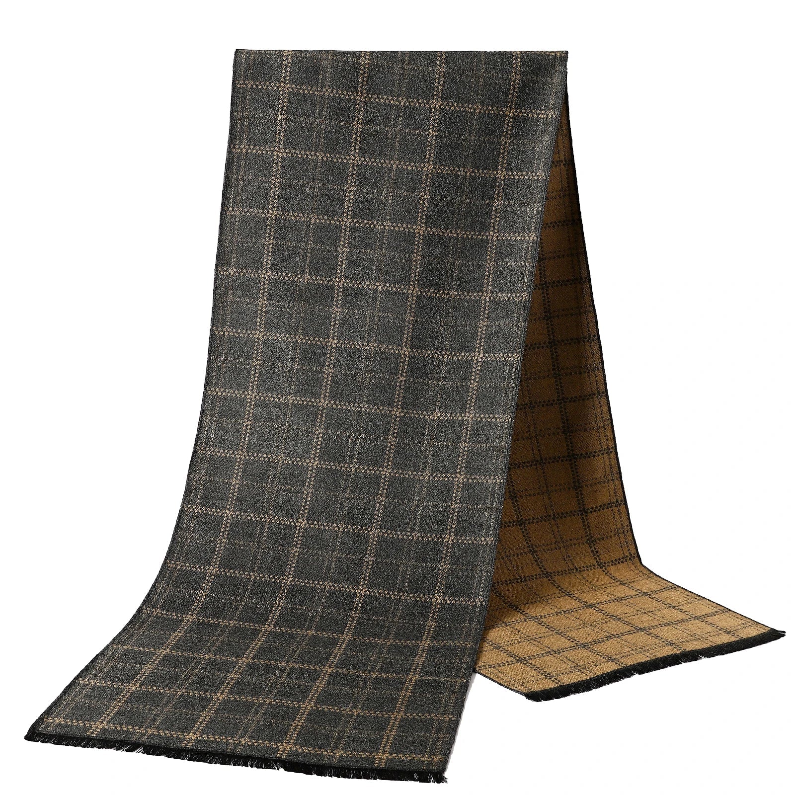 Femlion Classic Plaid Cashmere Scarf for Men - Winter Warmth in Style