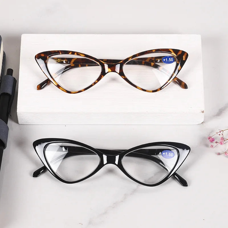 Femlion Retro Cat Eye Reading Glasses Women Small Frame Clear Lens Presbyopic Eyeglasses