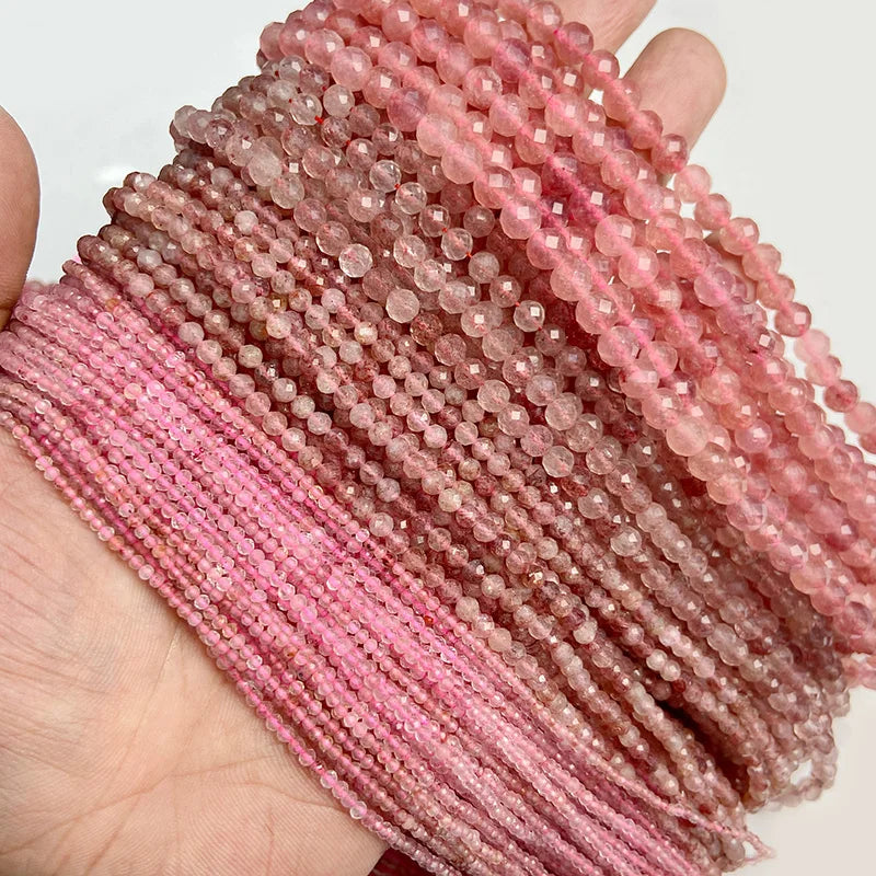 Faceted Strawberry Quartz Beads by Femlion: Crystal Stones for DIY Jewelry Making