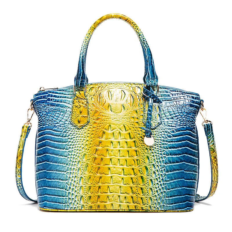 Femlion Retro Alligator Women Handbag in Colorful Crocodile Pattern