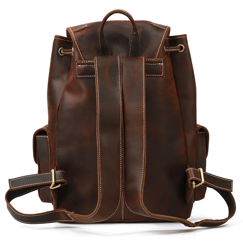 Femlion Crazy Horse Leather Backpack - Vintage Rucksack for Men and Women