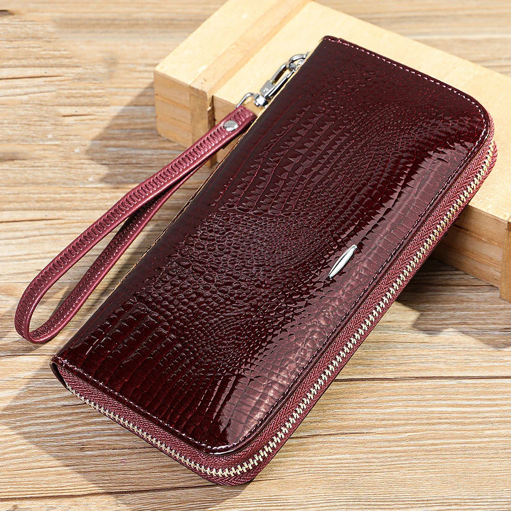 Femlion Luxury Designer Red Leather Wallet for Women - Stylish Gift for Her