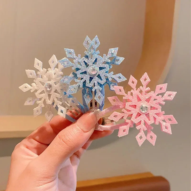 Femlion Sweet Snowflake Hair Side Clips for Girls, Princess Headwear Hairpins