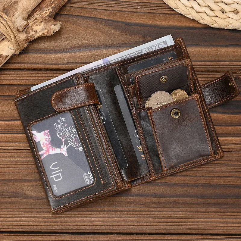 Femlion RFID Leather Men's Wallet: Secure & Stylish Accessory for Business