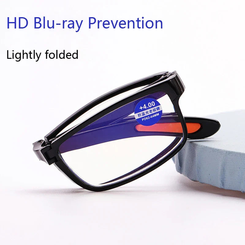 Femlion Retro Folding Anti-blue Light Reading Glasses +1.0 To +4.0