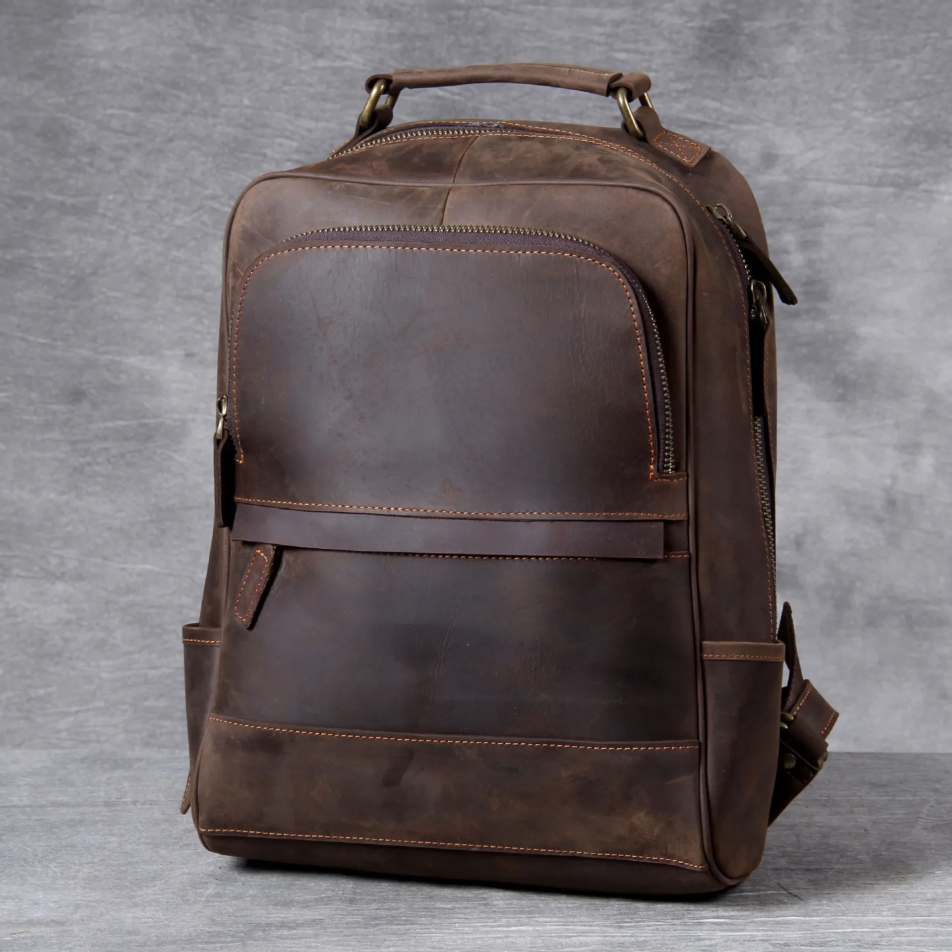 Femlion Vintage Style Leather Travel Backpack for Men