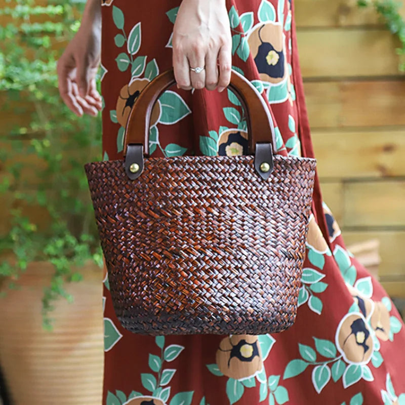 Femlion Grass Woven Bag - Women's Handmade Versatile Handbag