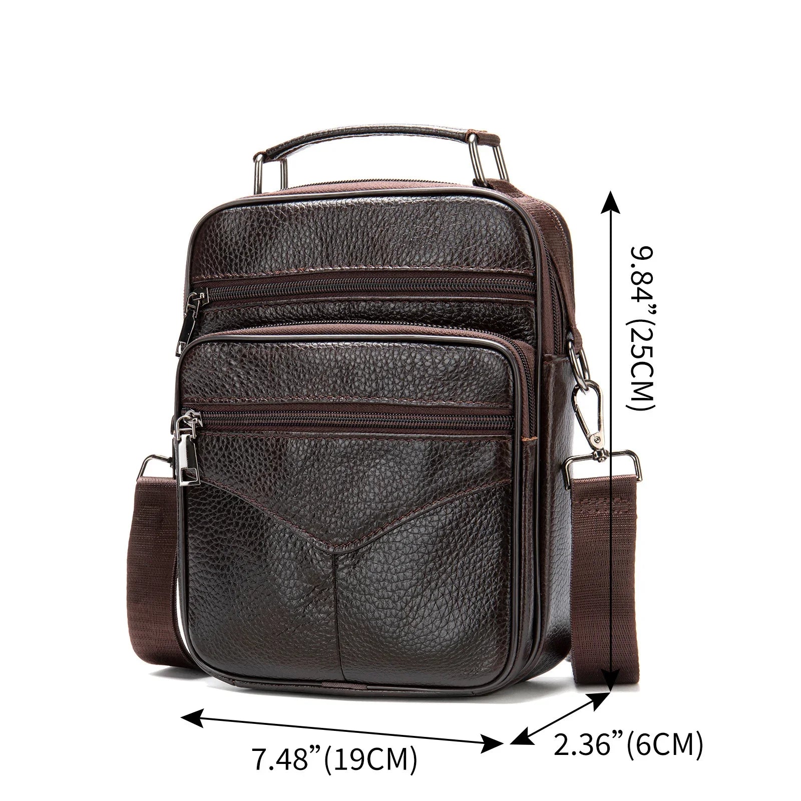 Femlion Genuine Leather Men's Crossbody Bag for Business and Commuting