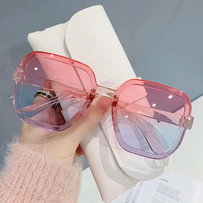 Femlion Vintage Square Gradient Sunglasses for Women