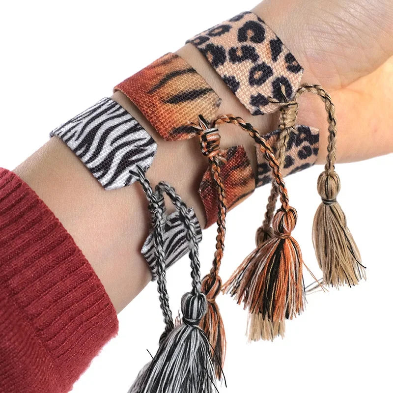 Femlion Stylish Animal Print Elastic Webbing Bracelets for Women