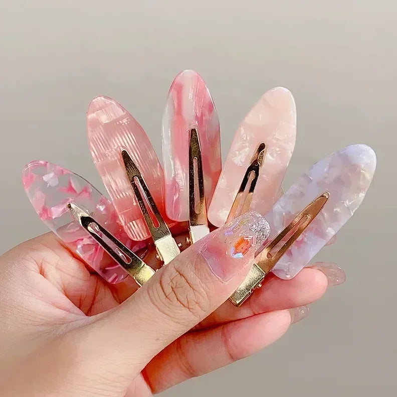 Femlion Glitter Hair Pins Set - Pink White Gold Acetate Hair Clips for Women