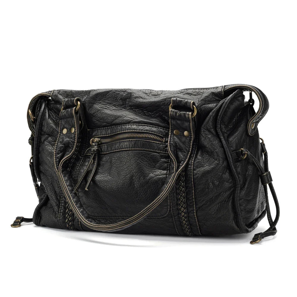 Femlion Vintage Leather Handbag Tote Shoulder Bag for Women