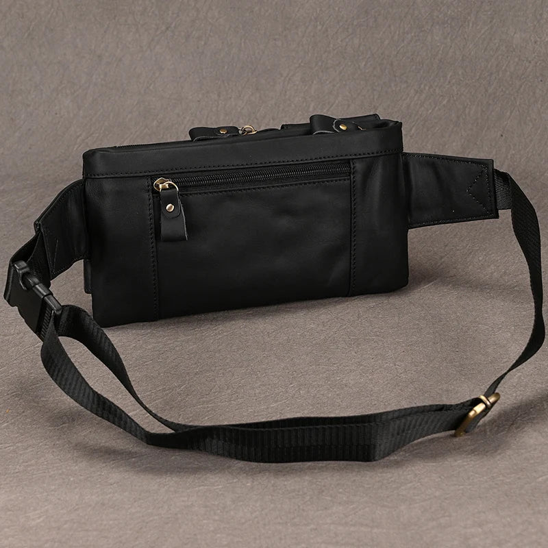 Femlion Leather Waist Bag for Men