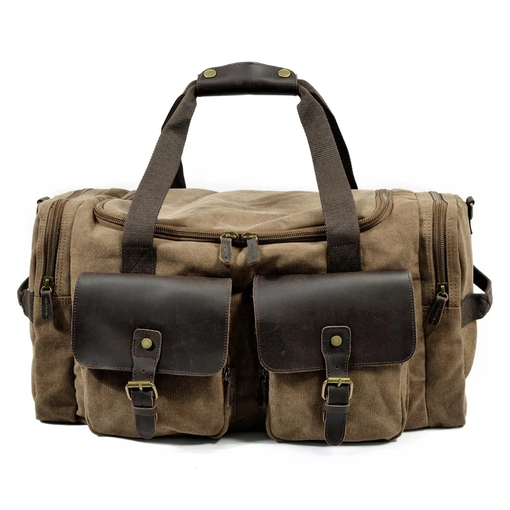 Femlion Large Capacity Men's Canvas Bag: Versatile Handbag for Travel and Leisure