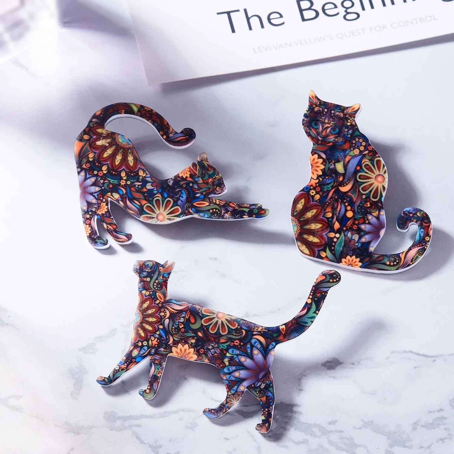 Femlion Vintage Animal Brooches Collection: Sun Moon Turtle Elephant Bird Cat Horse Lapel Pins