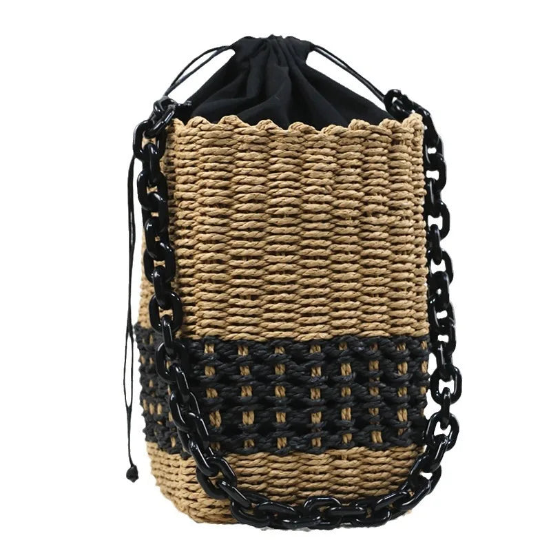 Grass Woven Beach Bag by Femlion - Shoulder Portable Bag for Women