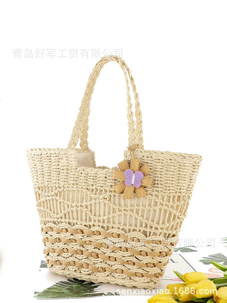 Femlion Butterfly Flower Pendant Shoulder Beach Bag