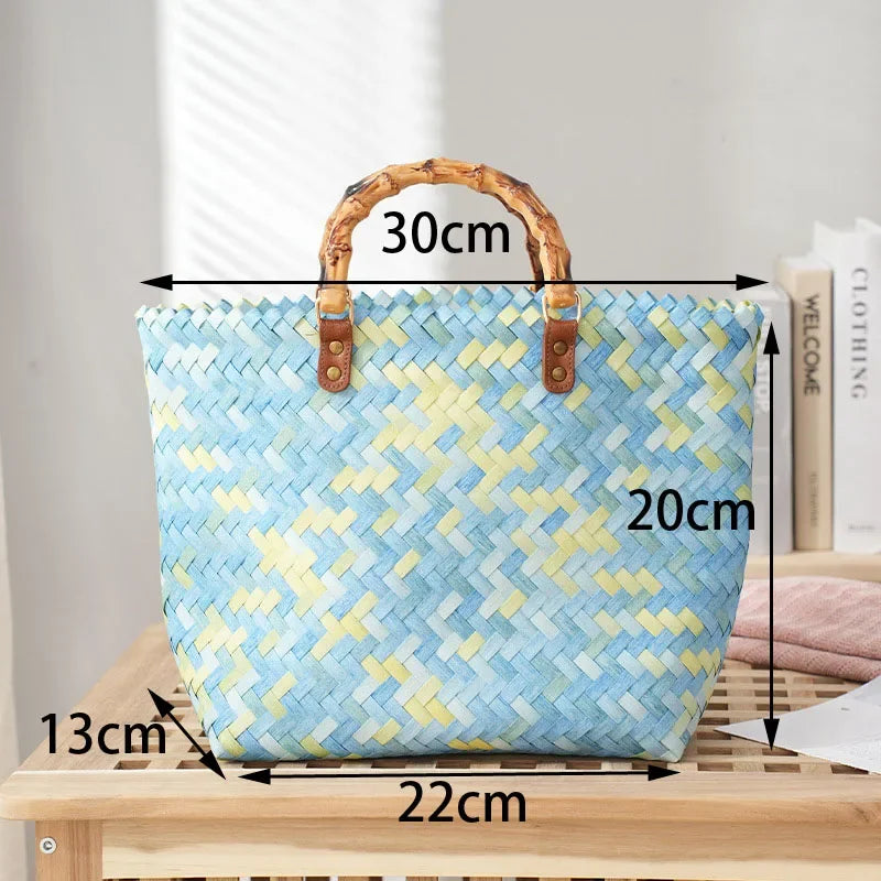 Femlion Straw Woven Tote Bag: Large Capacity Fashion Shoulder Bag