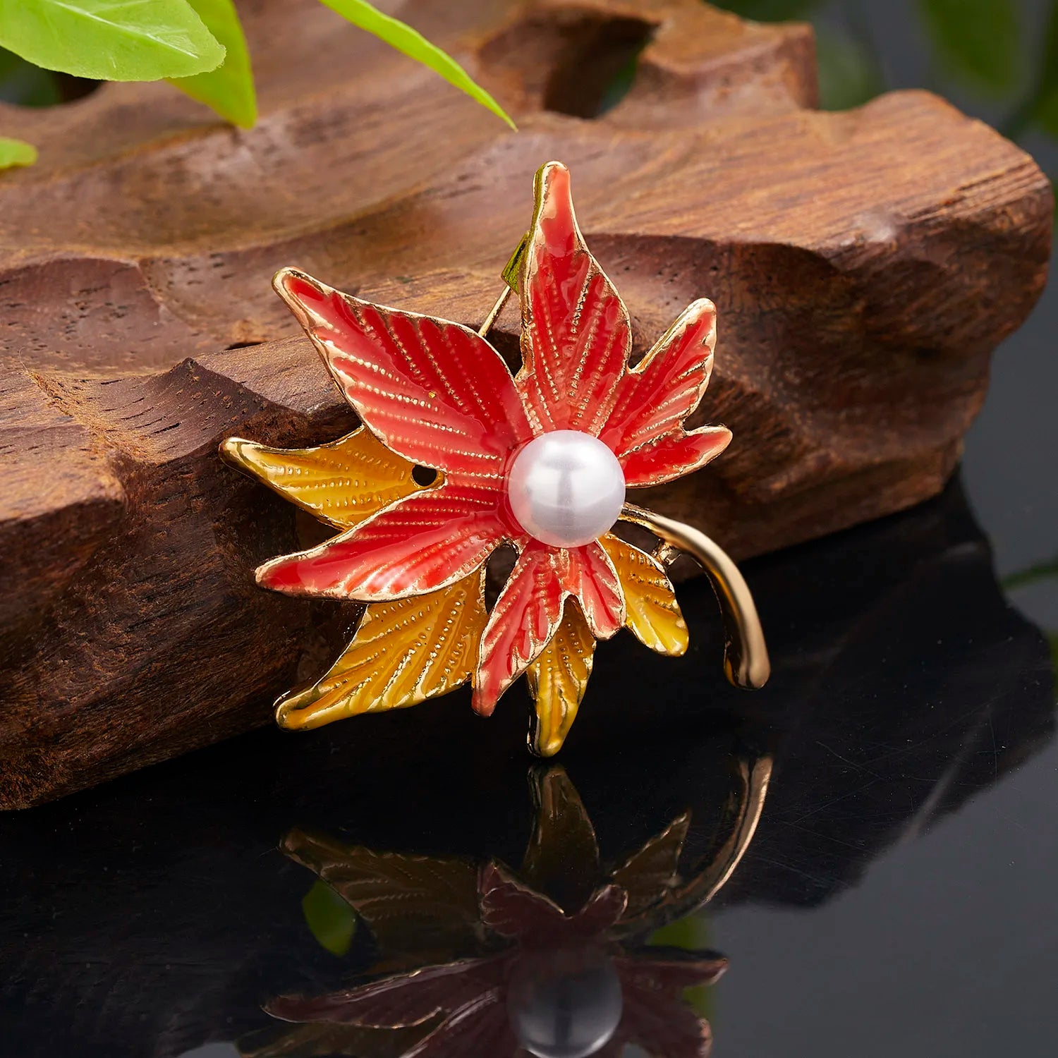 Femlion Elegant Flower Brooches: Tulip Daisy Maple Leaf Lapel Pin Wedding Jewelry