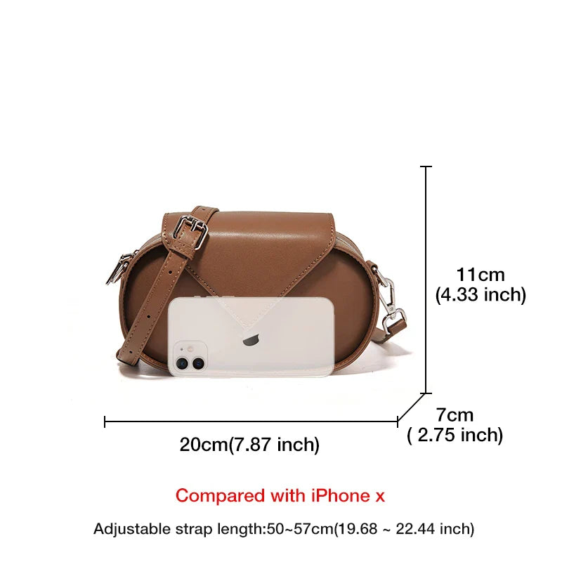 Femlion Round Small Leather Shoulder Bag Adjustable Crossbody Messenger Bag for Women