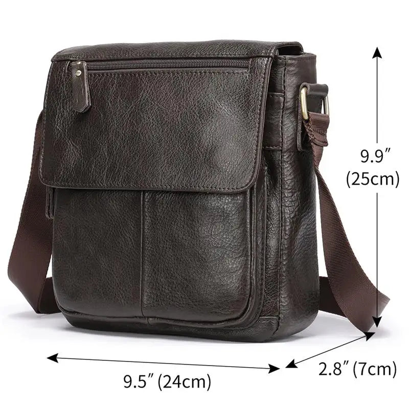 Femlion Men's Cowhide Leather Shoulder Bag: High Quality Crossbody Messenger