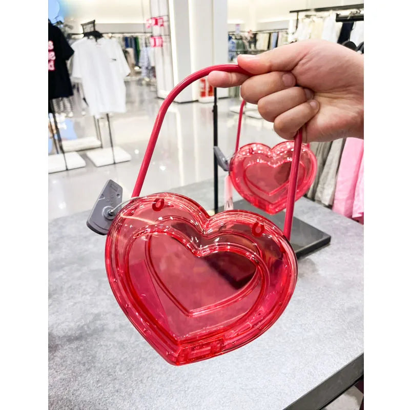 Femlion Clear PVC Love Hearts Handbag for Stylish Women