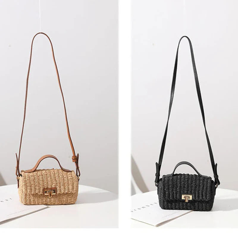 Femlion Grass Woven Box Crossbody Bag