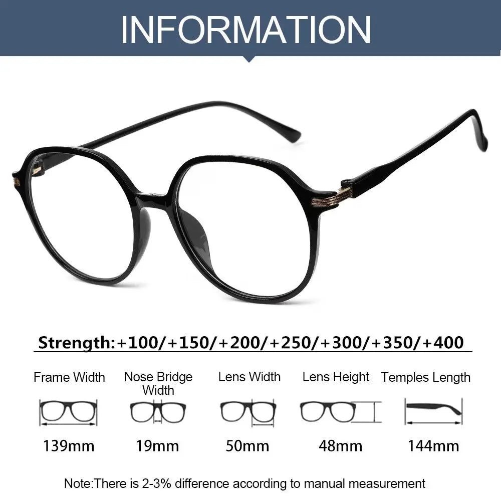 Femlion Fashion Round Printed Big Eyeglasses +1.0~4.0 Presbyopic Reading Glasses Men Women