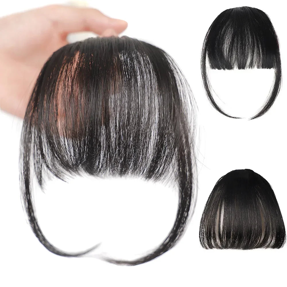 Femlion Korean Synthetic Air Bangs Clip-In Extension False Hairpiece for Women