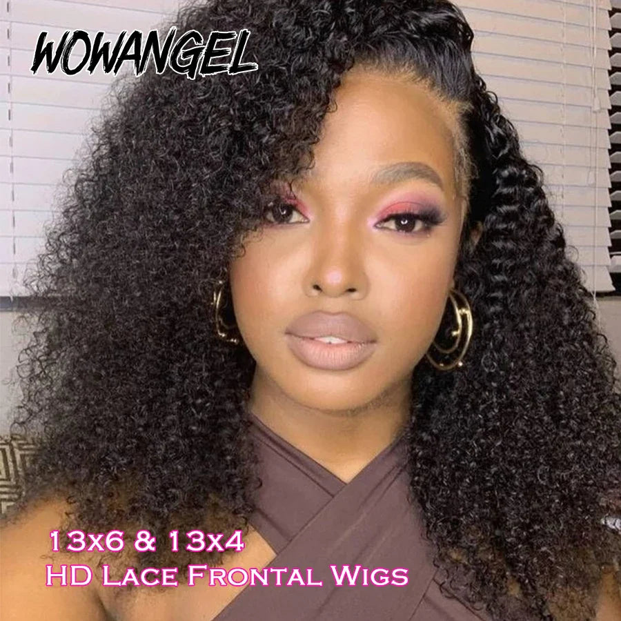 Femlion 13x6 HD Lace Afrokinky Curly Human Hair Wig Full Frontal L 13x4 Lace Wigs