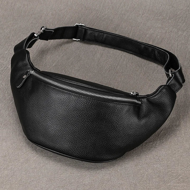 Femlion Leather Belt Bag: Men's Anti-theft Waist Pack & Chest Bag