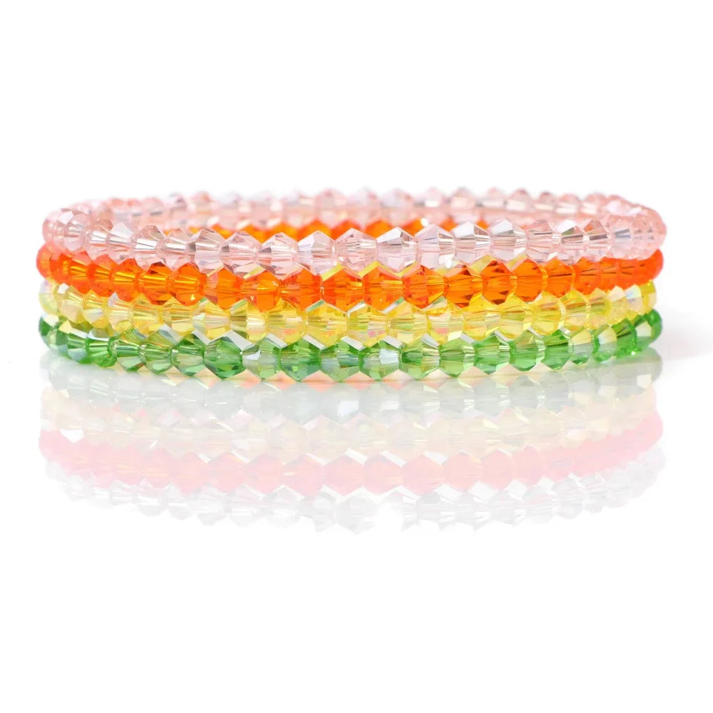 Femlion Crystal Bead Bracelet Set - Shiny Faceted Jewelry for Women & Men