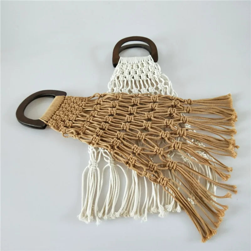 Femlion Straw Woven Tassel Beach Bag