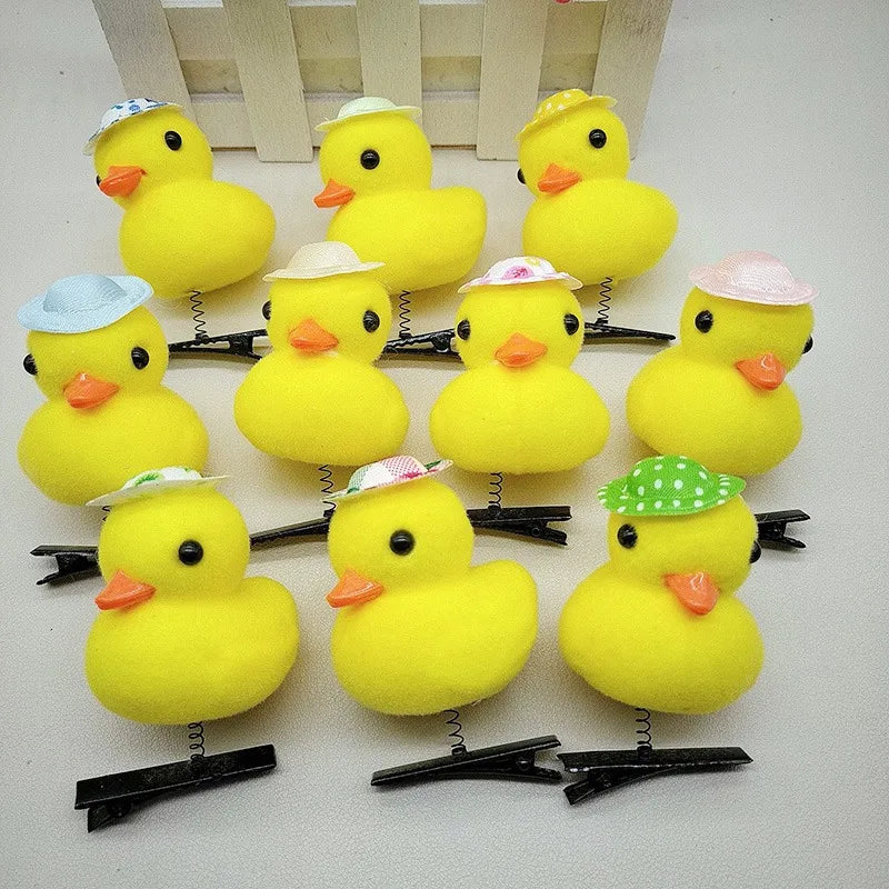 Femlion 10Pcs Yellow Chicken Duck Hairpin Clips Set for Stylish Hair Accessorizing