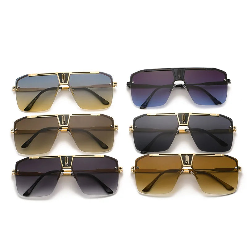 Femlion Vintage Gradient Square Sunglasses Men Women UV400 Eyewear Trendy Oversized