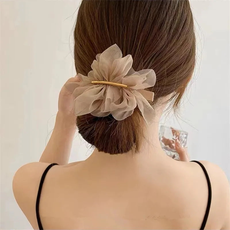 Femlion Mesh Tulle Bow Hair Claw Clip - Elegant Hair Styling Accessory