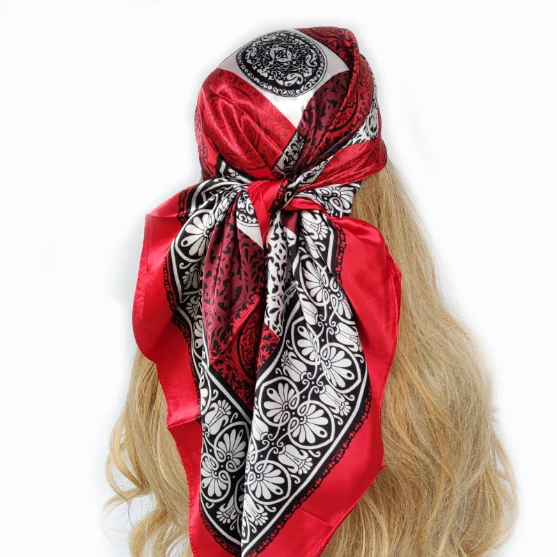 Femlion Vintage Silk Scarf Headwraps for Women, 90*90cm Foulard Bandana Headscarf