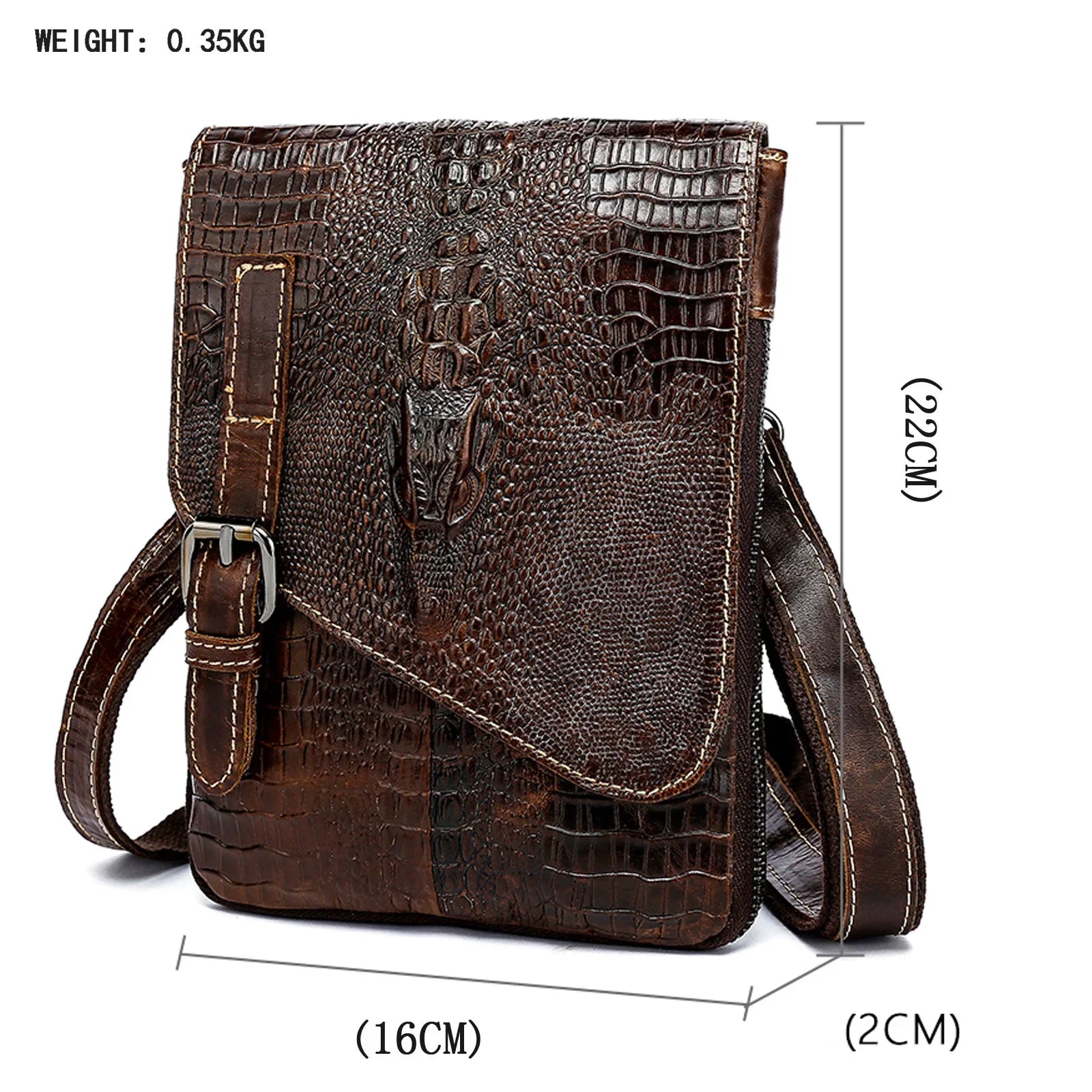 Femlion Men's Leather Alligator Pattern Crossbody Bag